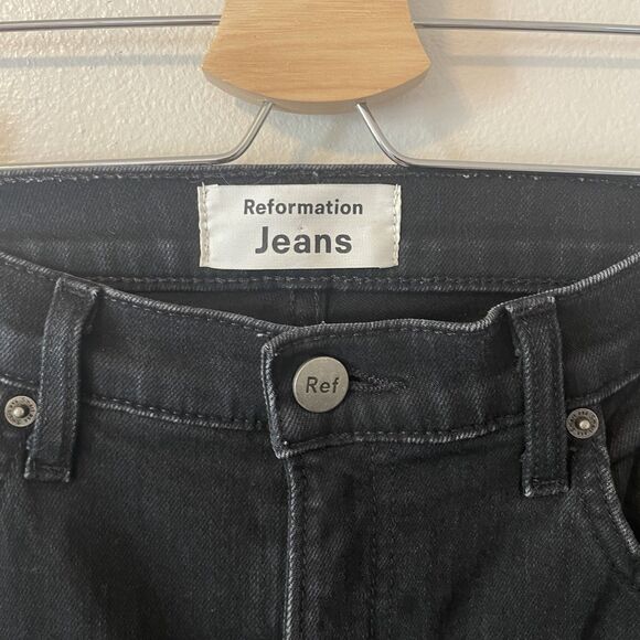 Reformation High And Skinny Faded Black Destroyed Organic Cotton Modal Sz 28 - Picture 5 of 10